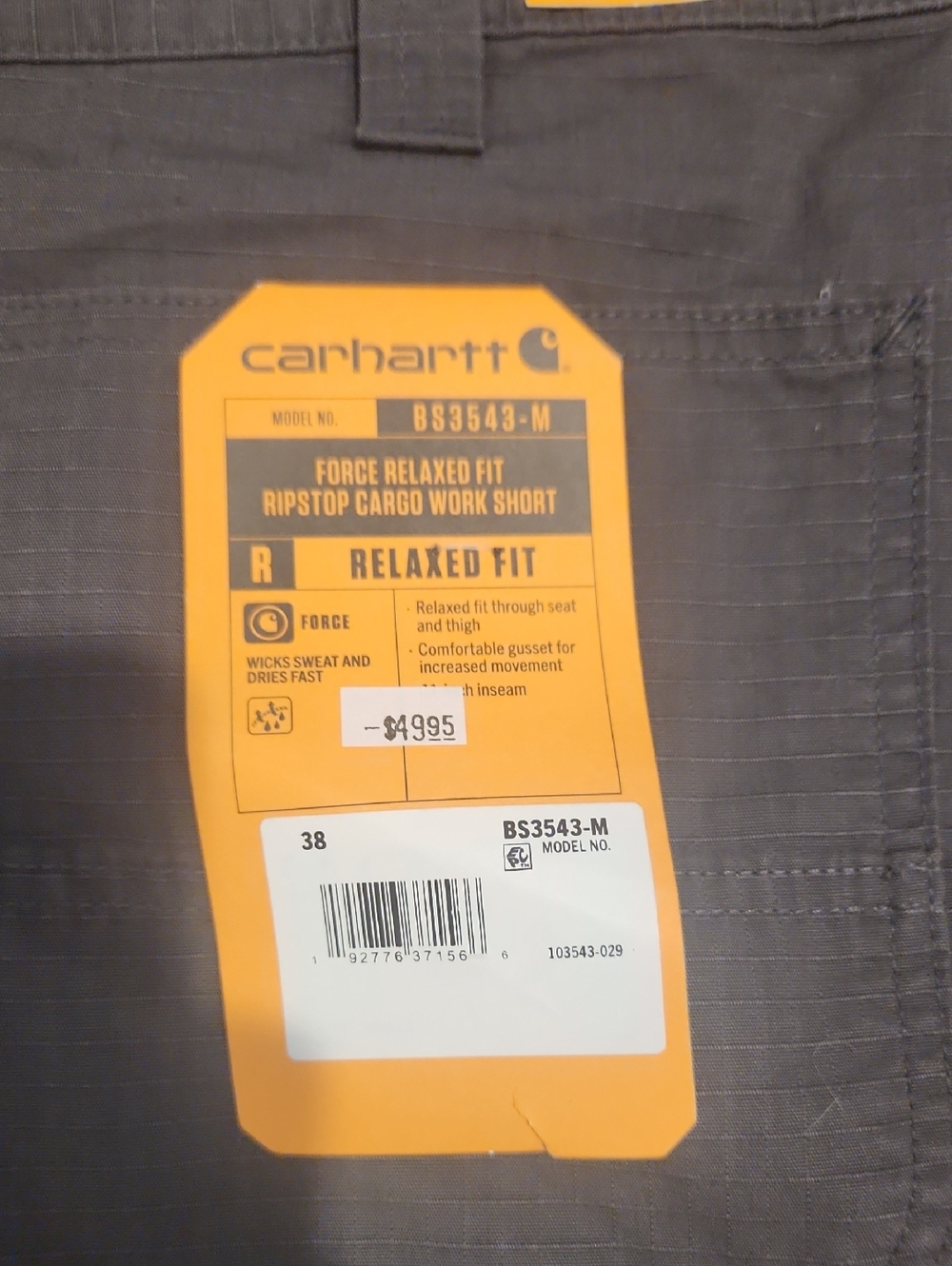 Carhartt Men's Dark Gray Cargo Shorts with Flap Pockets. New With Tags. - Picture 3 of 4